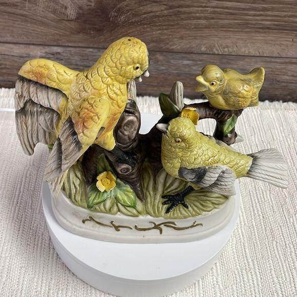 Ceramic Vintage Bird Family with Baby Figurine, 7” Tall - Picture 5 of 5